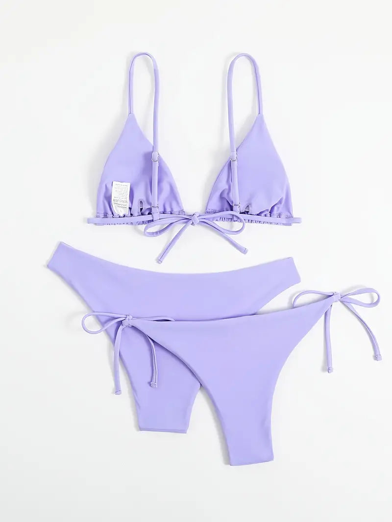 Maillot de bain 3 pièces de couleur unie