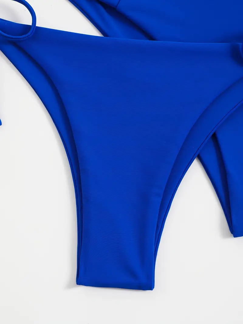 Maillot de bain 3 pièces de couleur unie