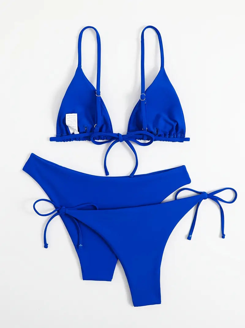 Maillot de bain 3 pièces de couleur unie