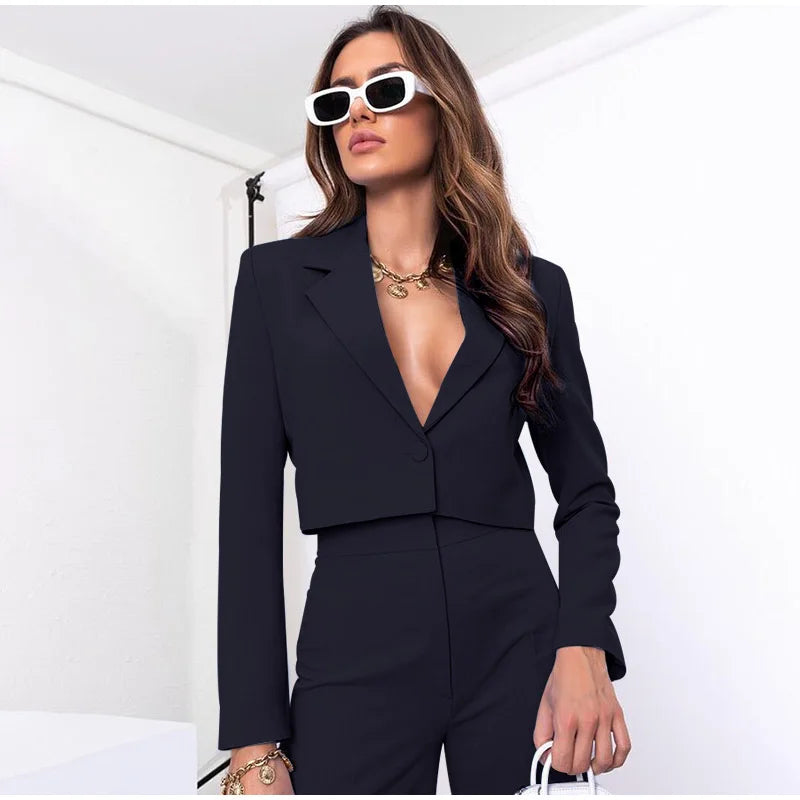 Pia Cropped Blazer agus Pants Suit