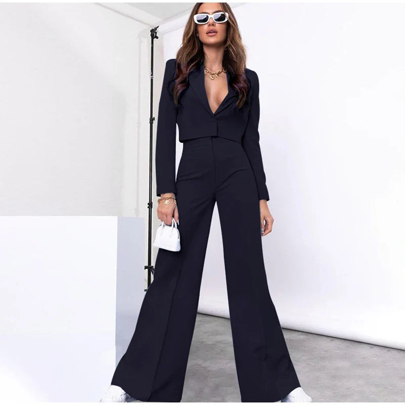 Pia Cropped Blazer agus Pants Suit