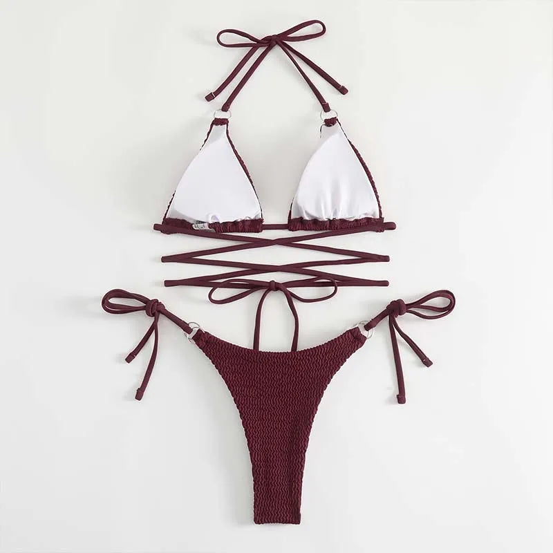 Bikini à lacets croisés