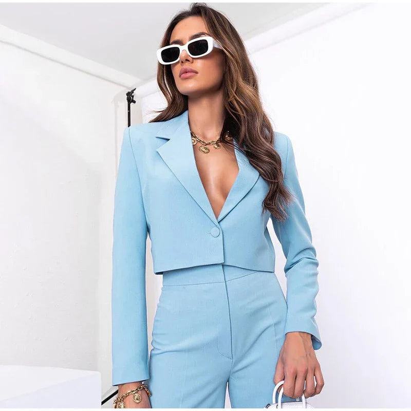 Pia Cropped Blazer agus Pants Suit