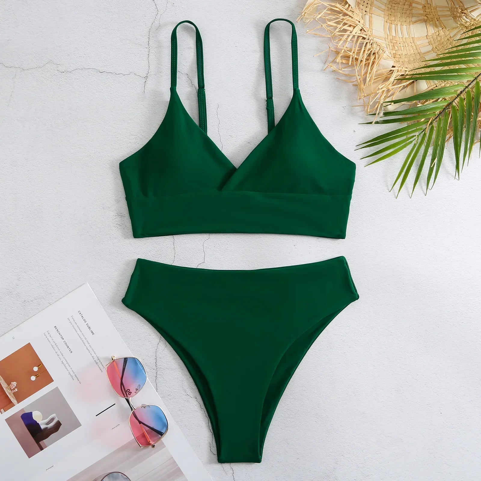 Dath Snámha Soladach Ard-Waist 2 Píosa Swimsuit