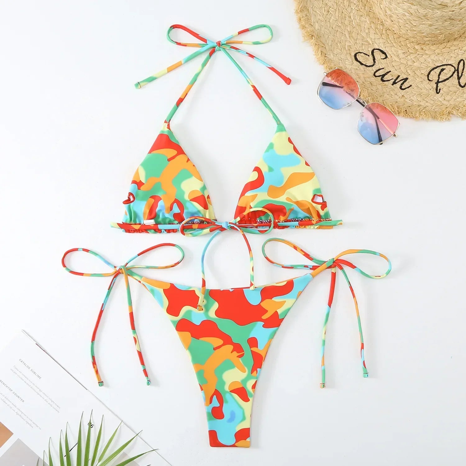 Colourful Camo Bikini Set