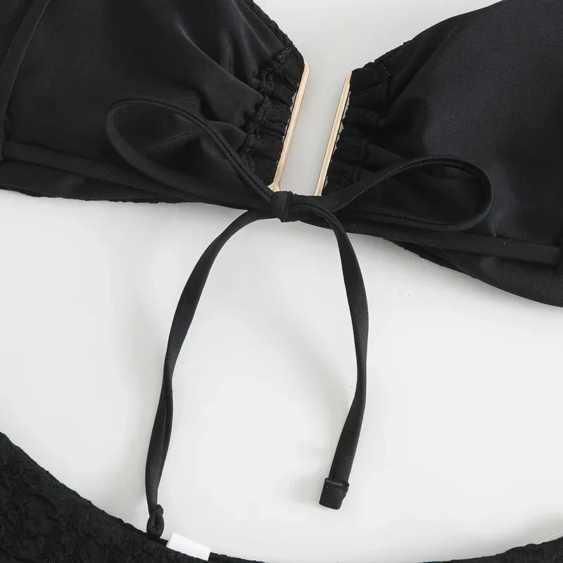 Bikini bandeau texturé