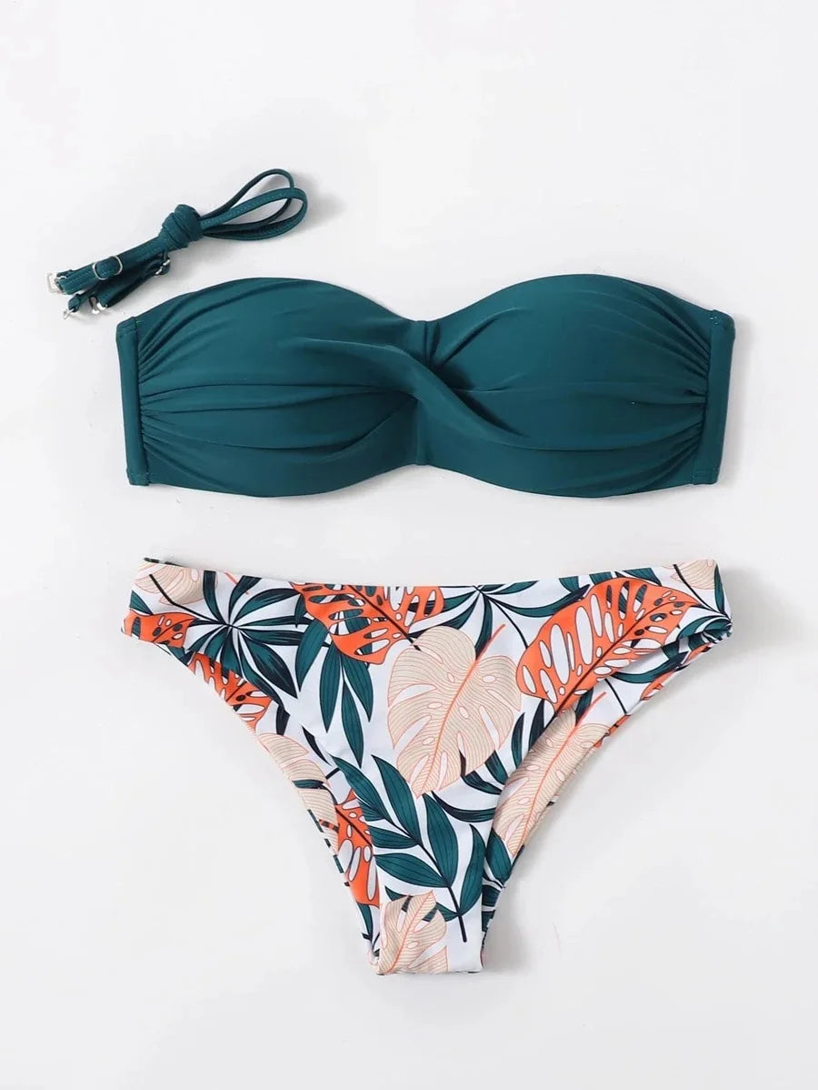 Bikini bandeau tropical 