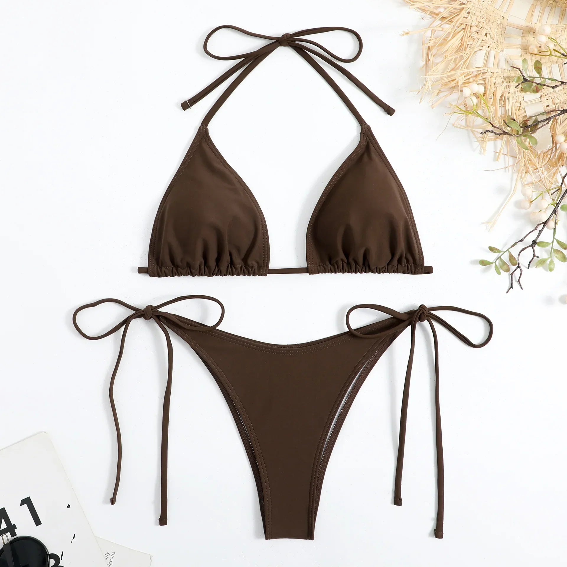 Classic Lace-up Triangle Bikini