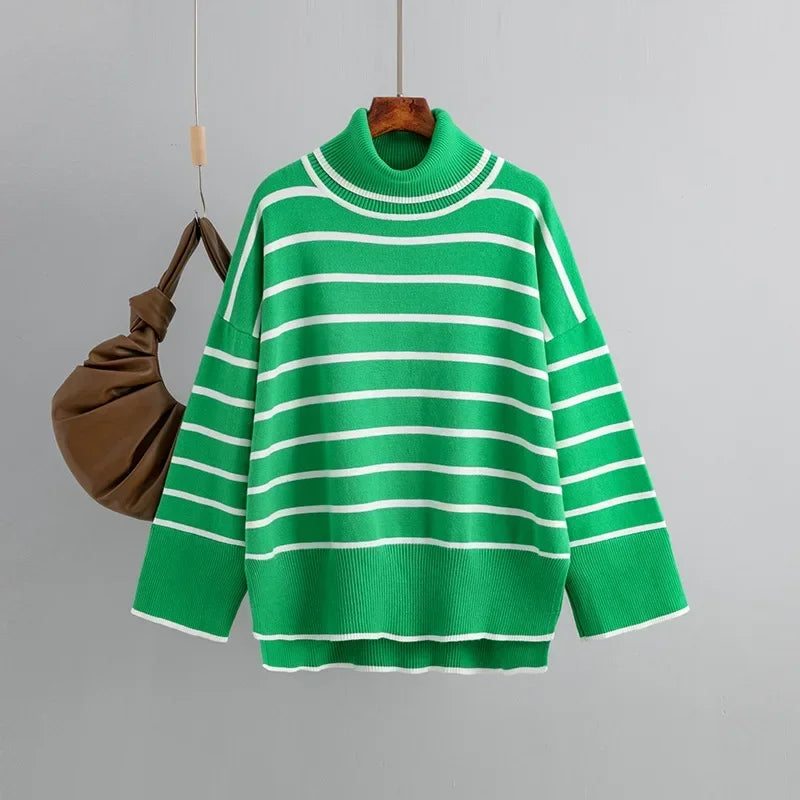 Belle Striped Turtleneck Sweater