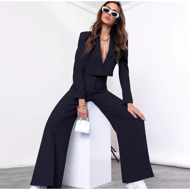 Pia Cropped Blazer agus Pants Suit