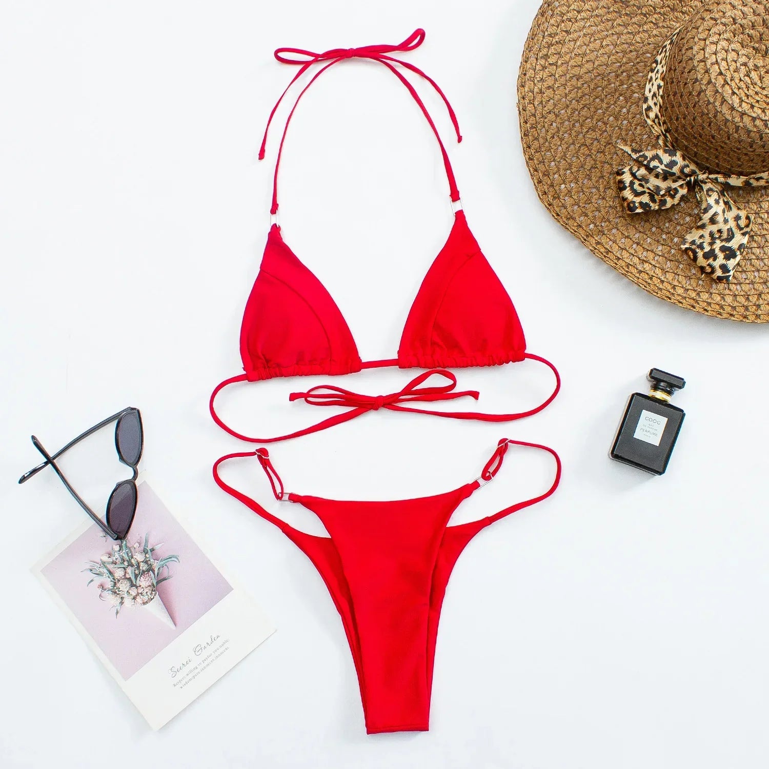 Micro bikini de couleur unie