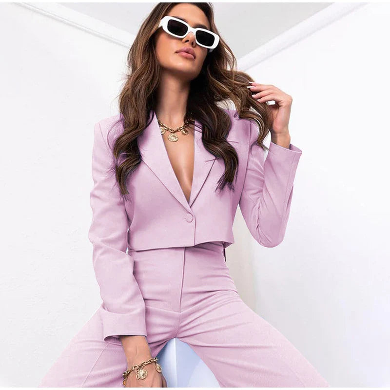 Pia Cropped Blazer agus Pants Suit