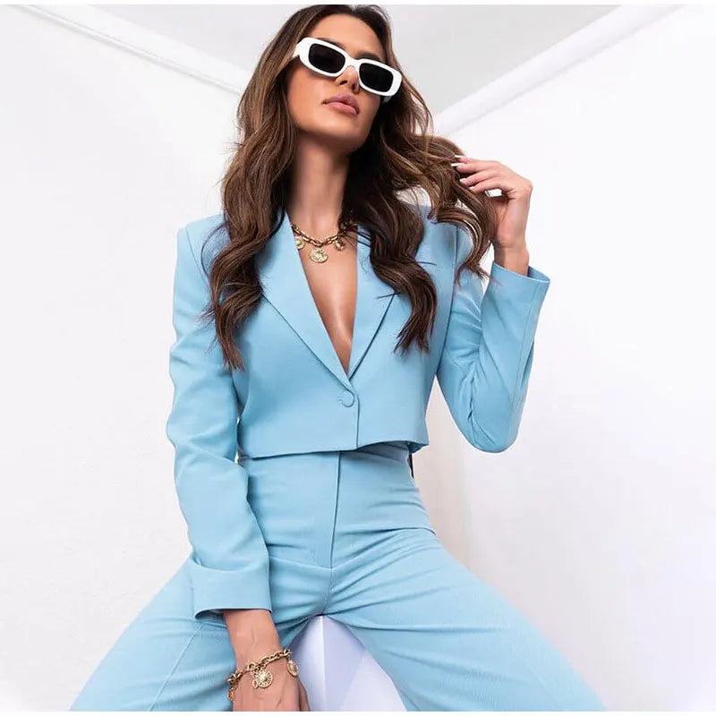 Pia Cropped Blazer agus Pants Suit