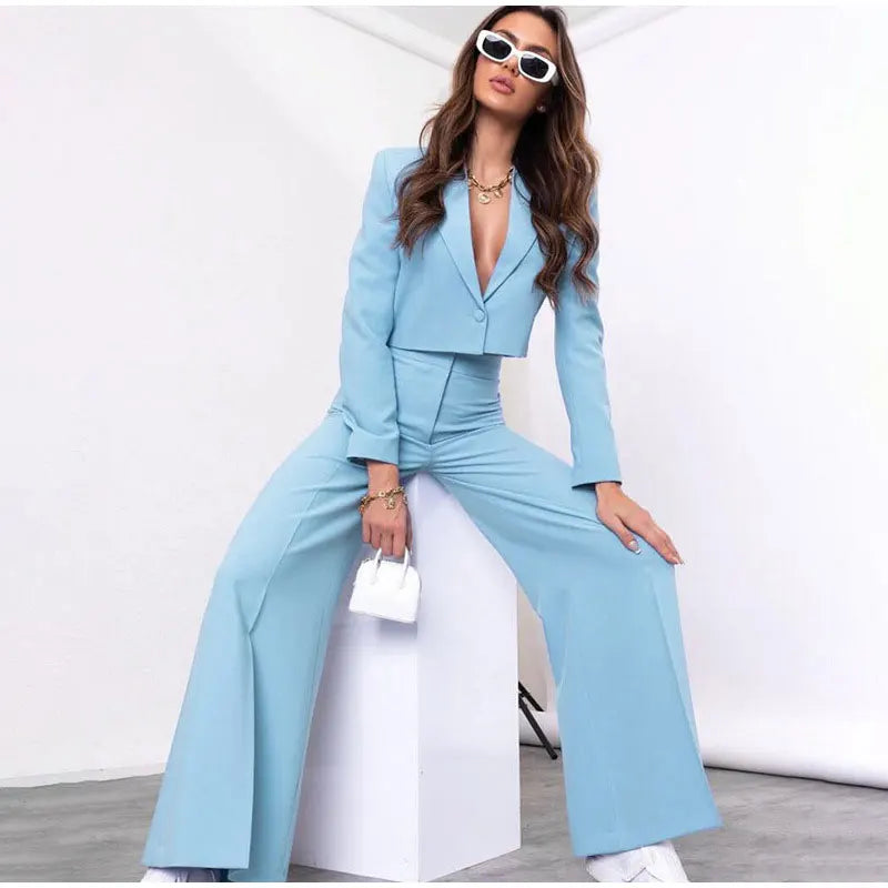 Pia Cropped Blazer agus Pants Suit