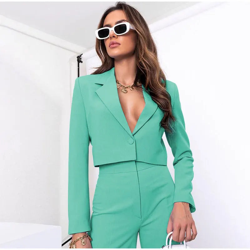 Pia Cropped Blazer agus Pants Suit