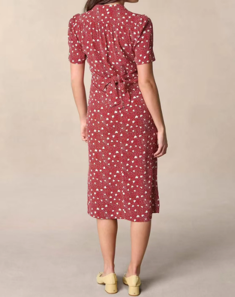 Janice Heart Print Midi Dress