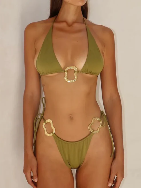 Maillot de bain à motifs avec épaules mixtes