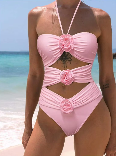 Maillot de bain à motifs avec épaules mixtes