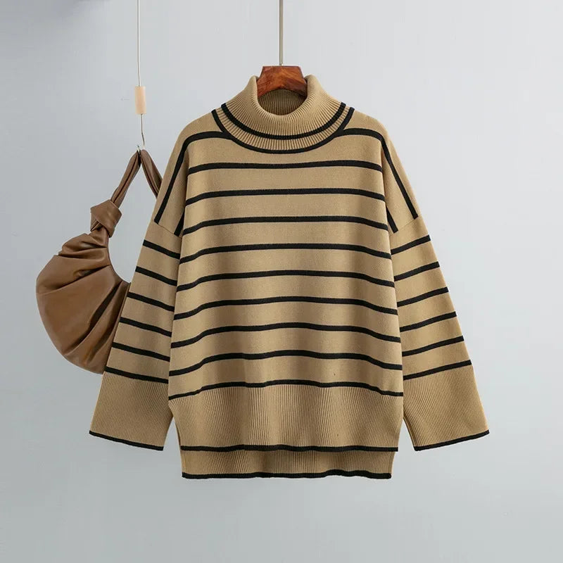 Belle Striped Turtleneck Sweater