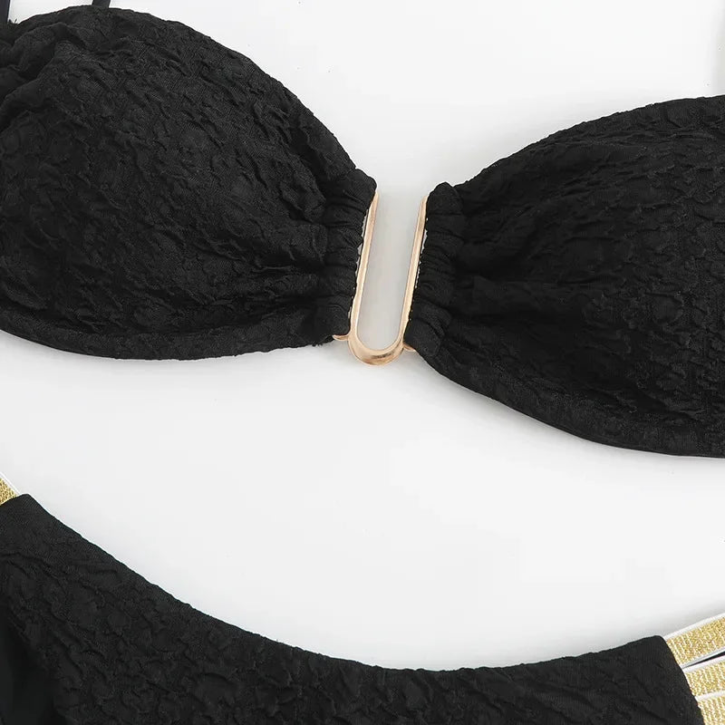 Bikini bandeau texturé