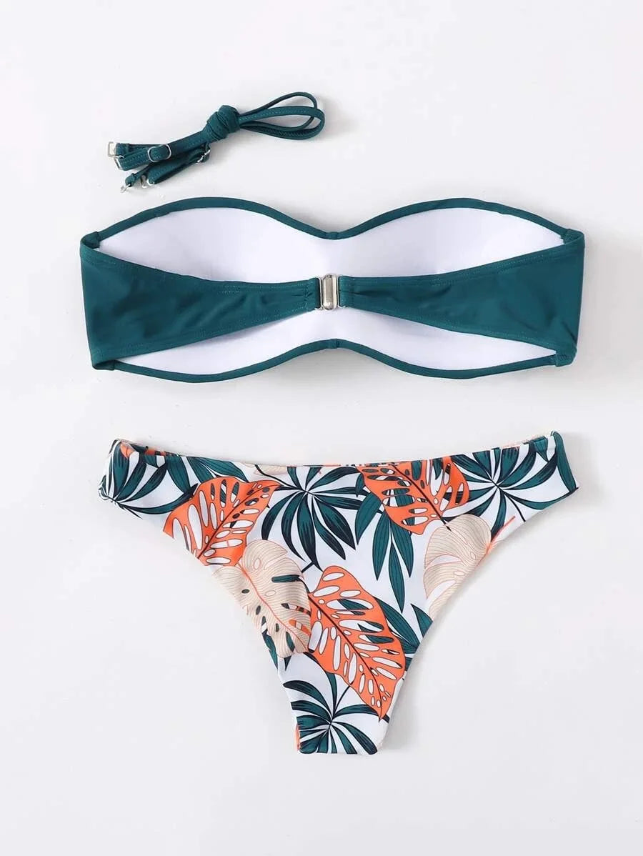 Bikini bandeau tropical 