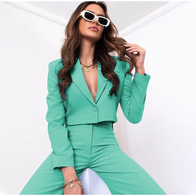 Pia Cropped Blazer agus Pants Suit