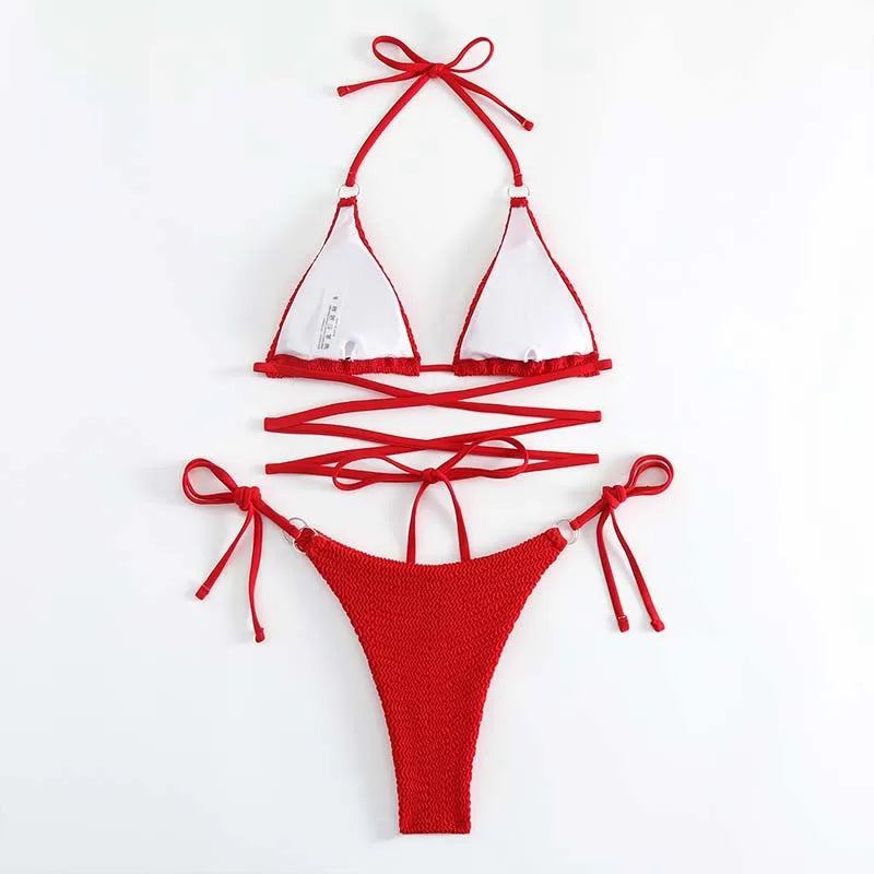 Bikini à lacets croisés