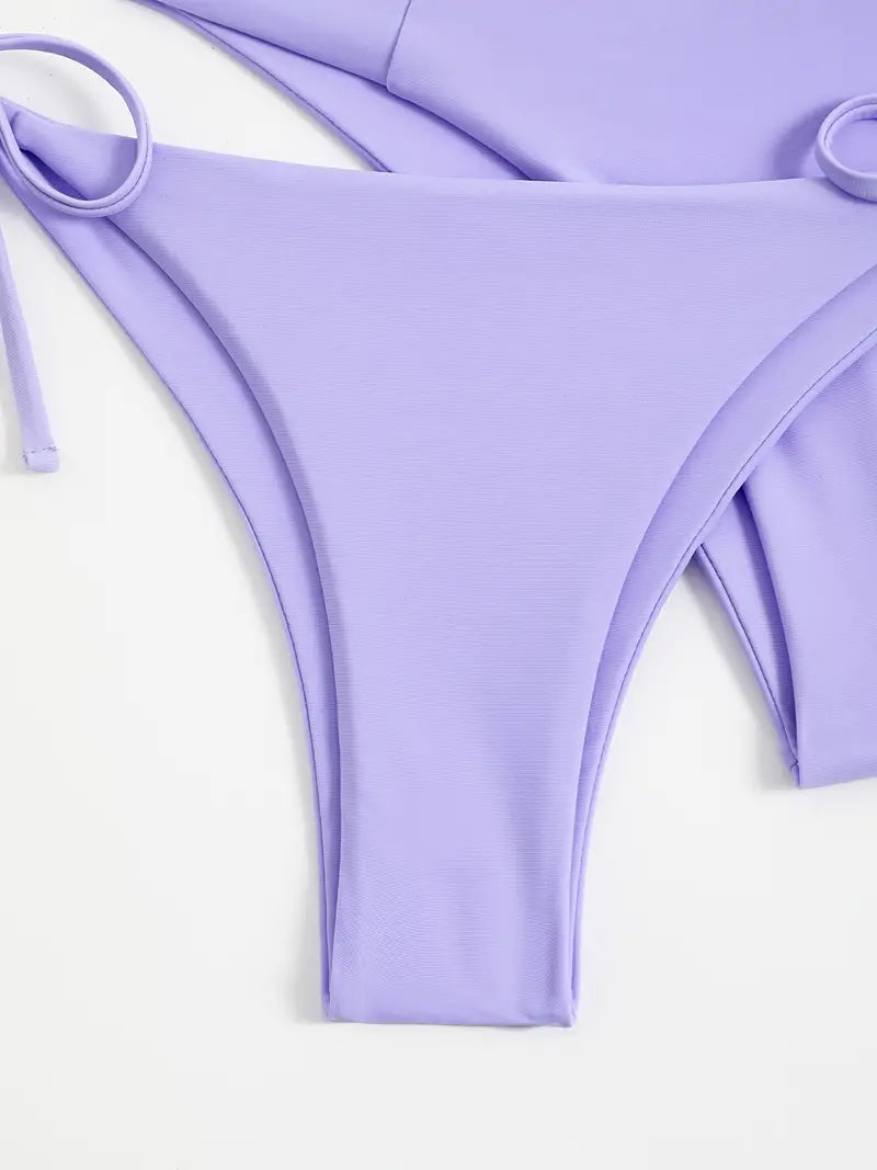 Maillot de bain 3 pièces de couleur unie