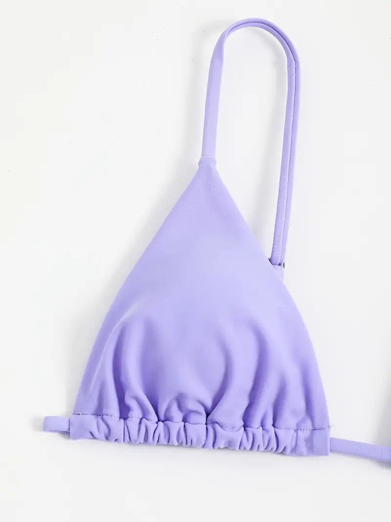 Maillot de bain 3 pièces de couleur unie