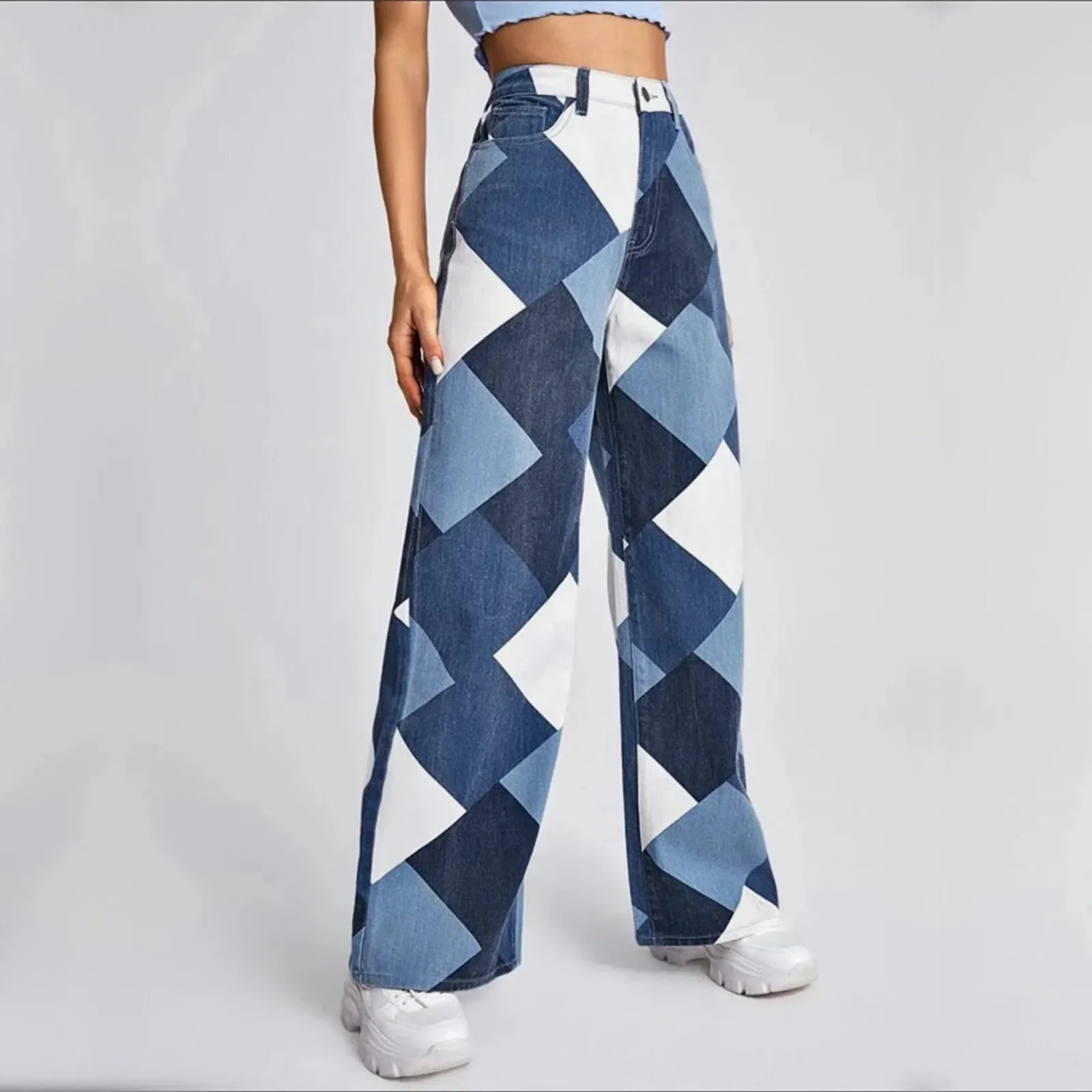 Jeans Denim Checkered Monica